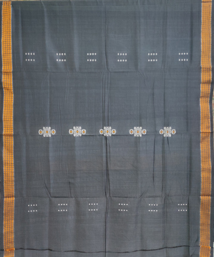 Grey black cotton handwoven bomkai saree