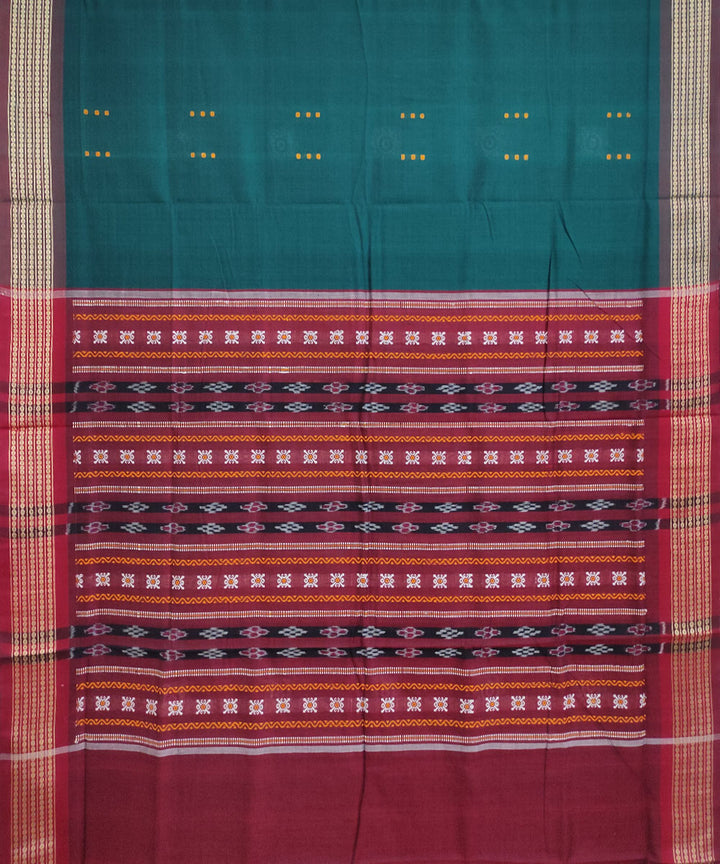 Dark green maroon cotton handwoven nuapatna saree