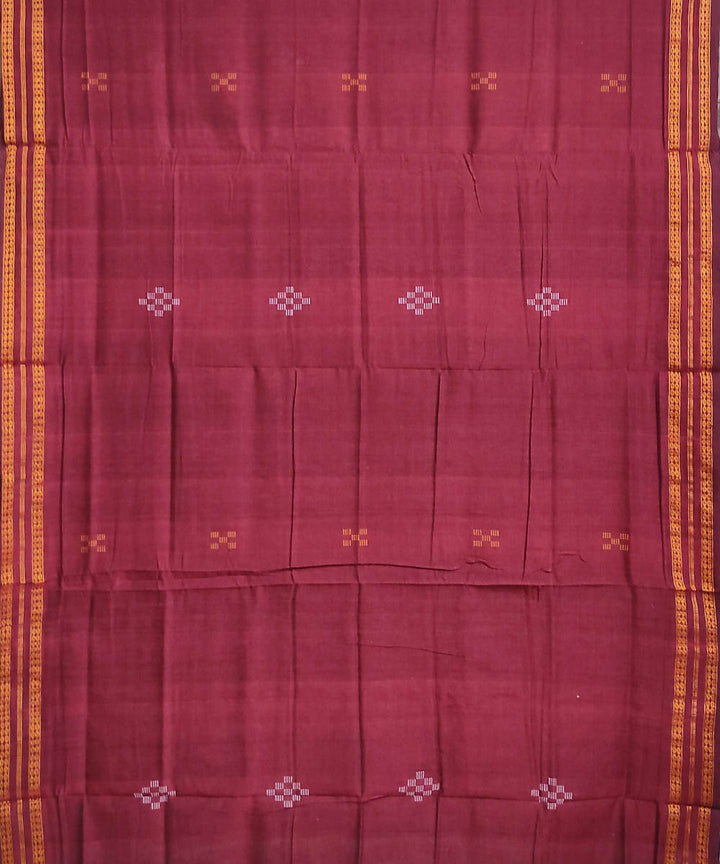 Dark terra cotta brown and black handwoven cotton nuapatna saree