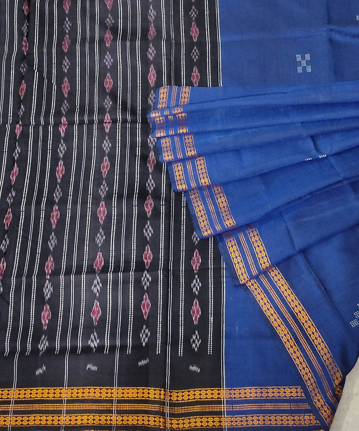 Navy blue black handloom cotton odisha ikat saree