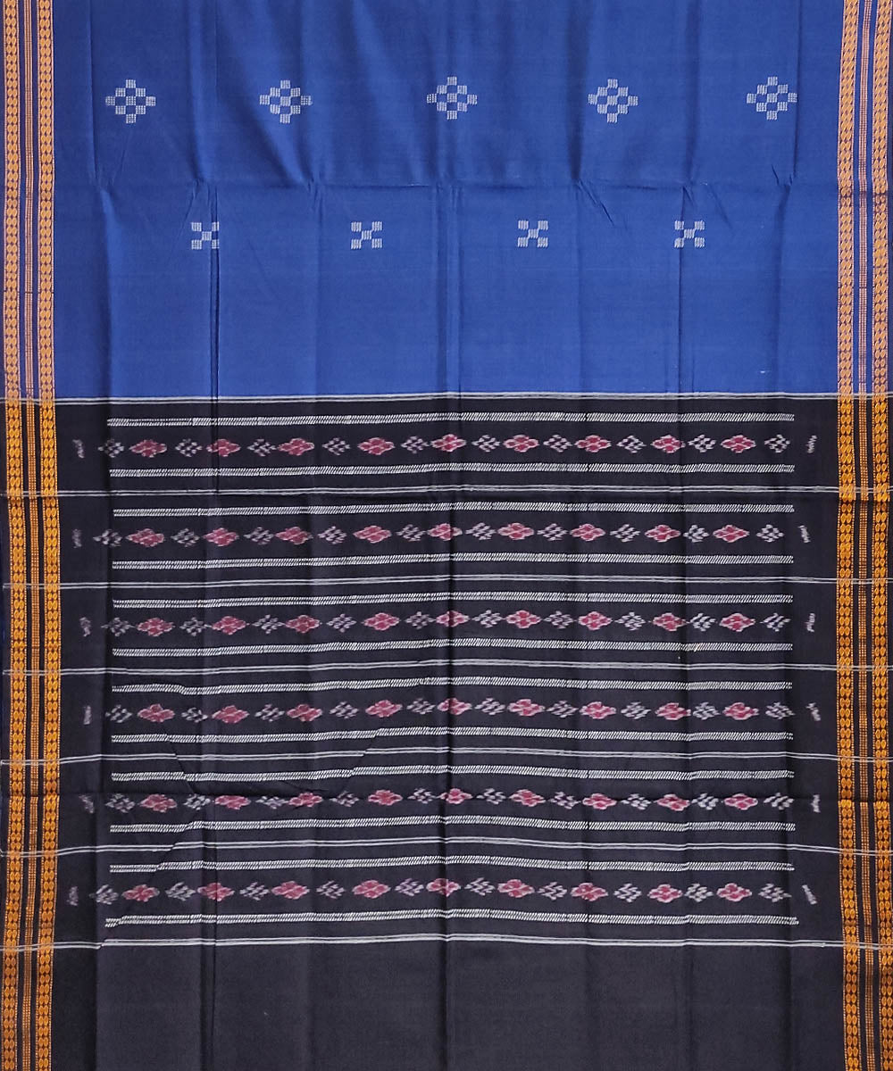 Navy blue black handloom cotton odisha ikat saree
