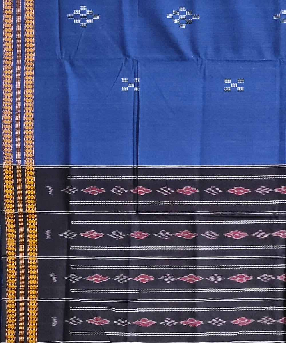 Navy blue black handloom cotton odisha ikat saree
