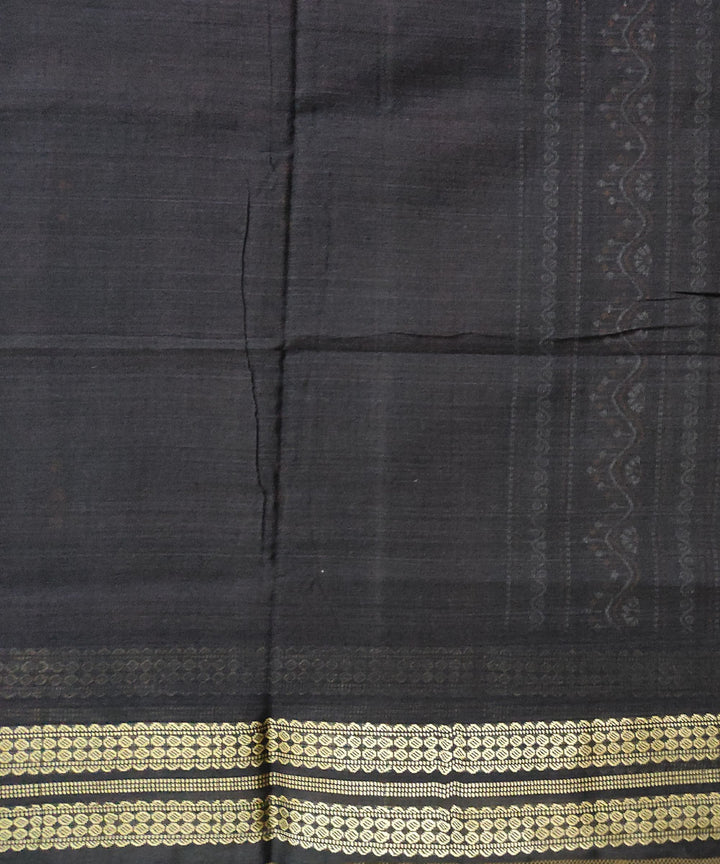 Maroon black cotton handwoven sambalpuri saree