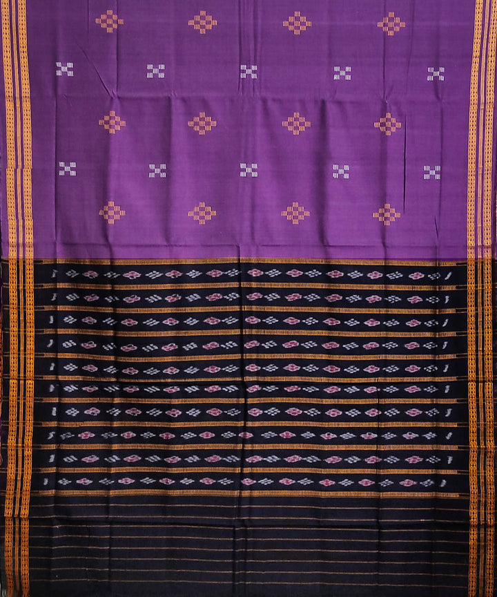 Lavender black handwoven cotton odisha ikat saree