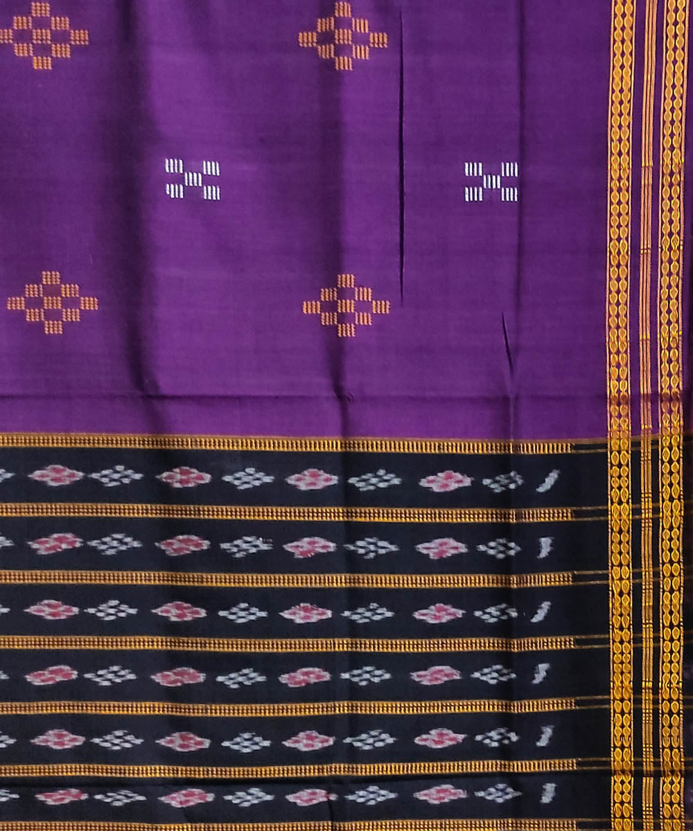 Lavender black handwoven cotton odisha ikat saree
