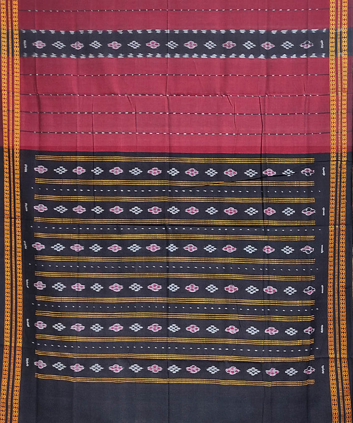Maroon black handloom cotton odisha ikat saree