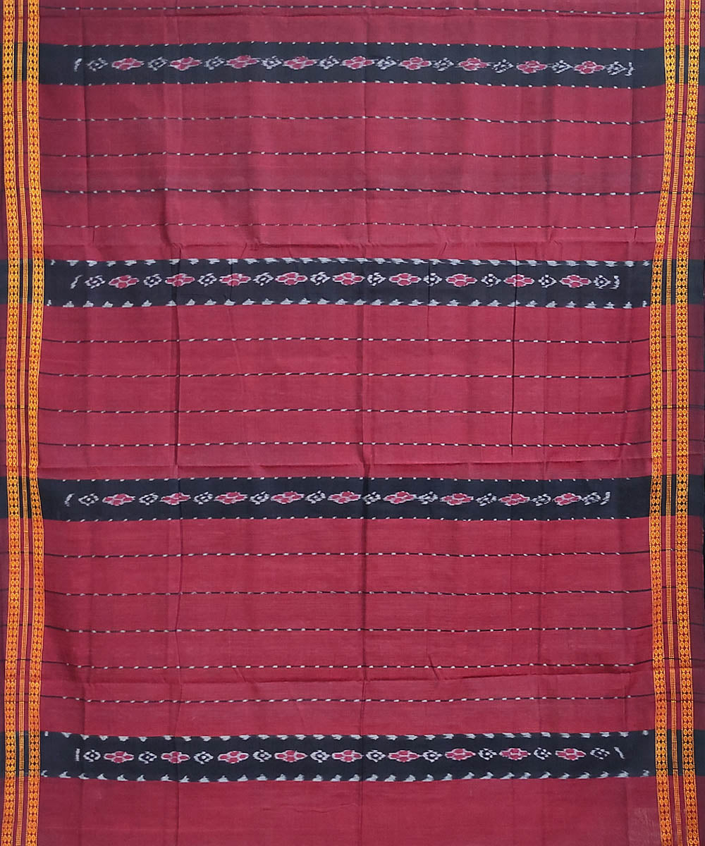 Maroon black handloom cotton odisha ikat saree