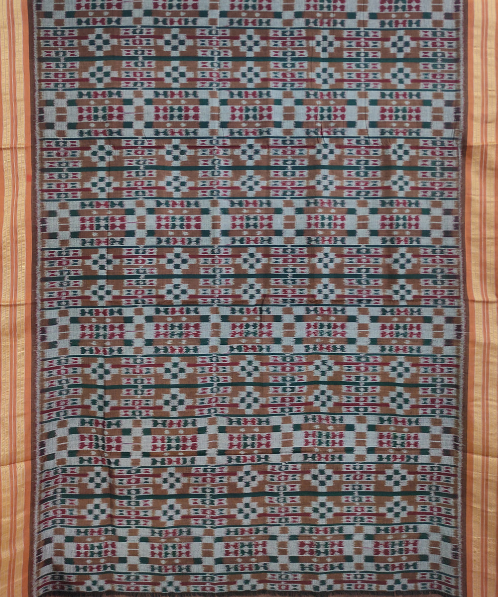 Brown peru cotton handwoven sambalpuri saree
