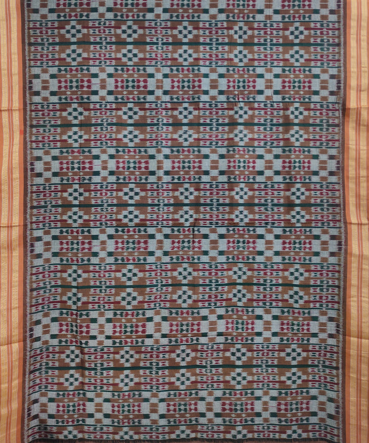 Brown peru cotton handwoven sambalpuri saree