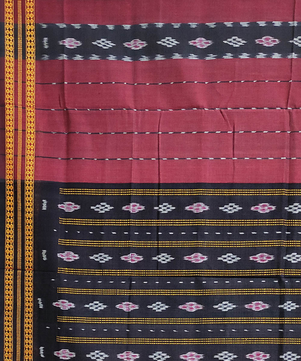 Maroon black handloom cotton odisha ikat saree