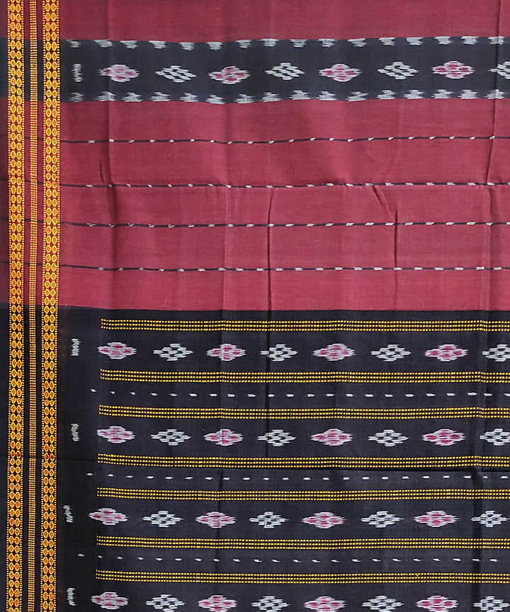 Maroon black handloom cotton odisha ikat saree