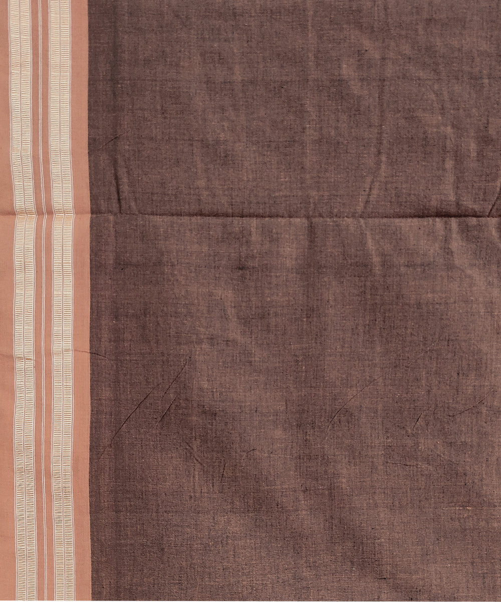 Brown peru cotton handwoven sambalpuri saree
