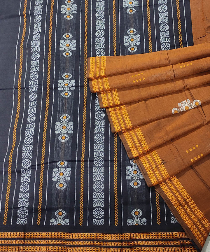 Brown black handloom cotton odisha ikat saree