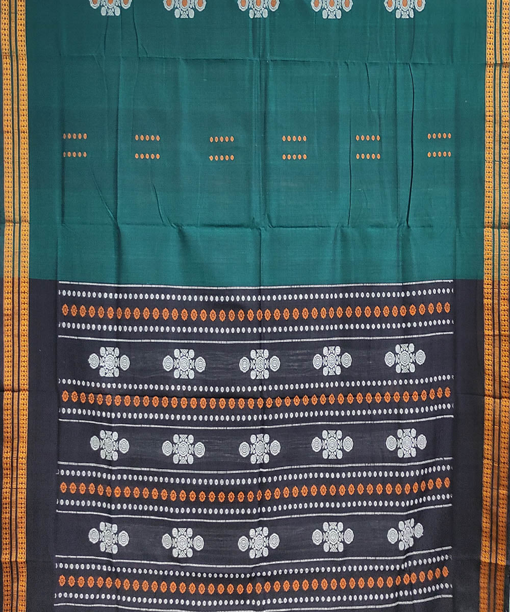 Green black handwoven cotton odisha ikat saree