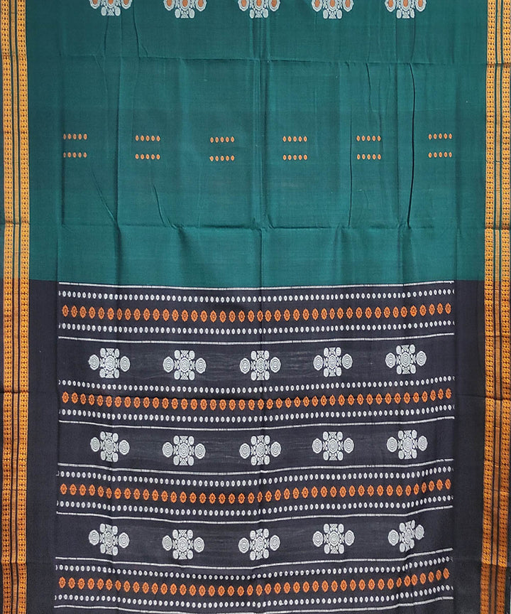 Green black handwoven cotton odisha ikat saree