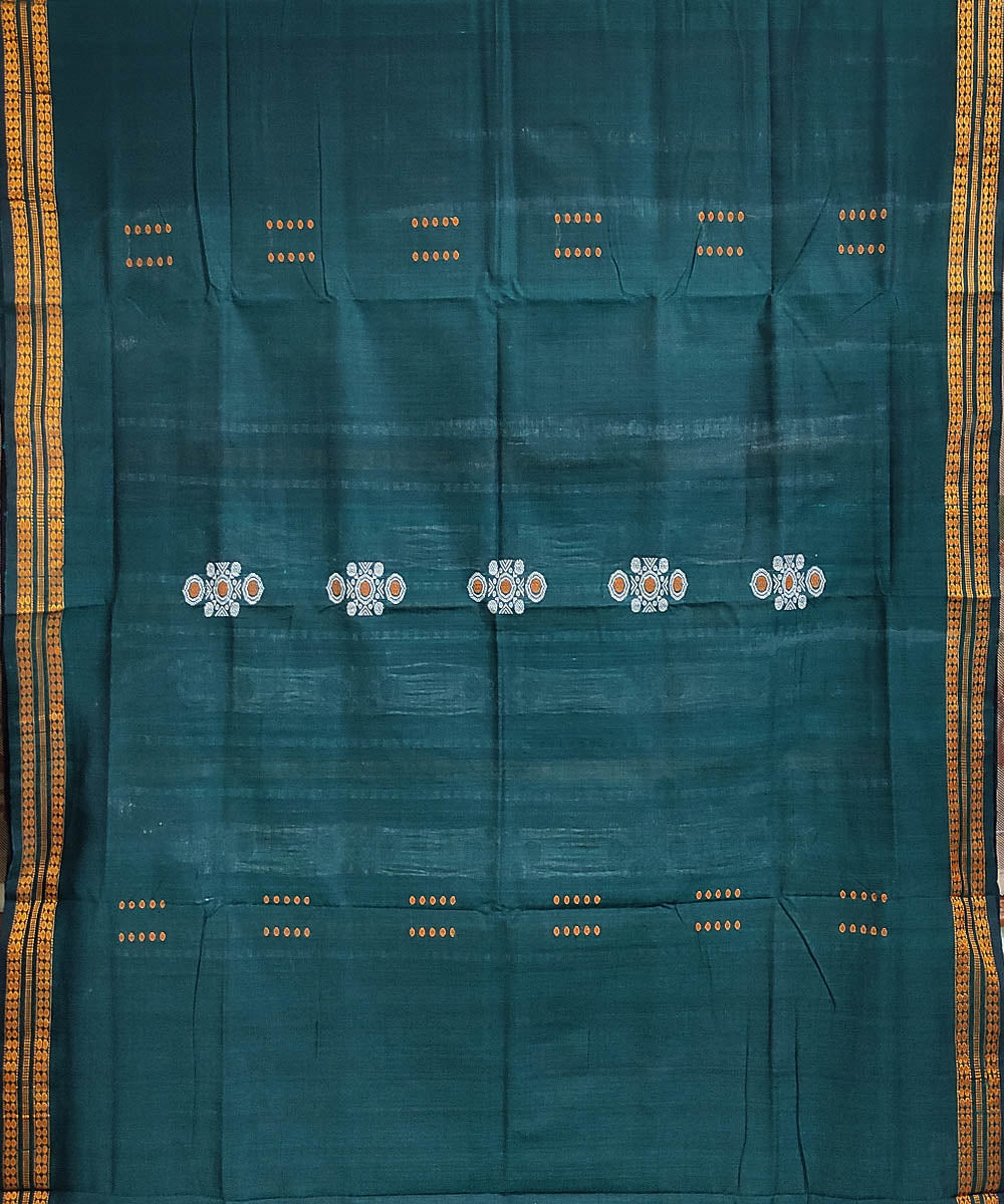 Green black handwoven cotton odisha ikat saree