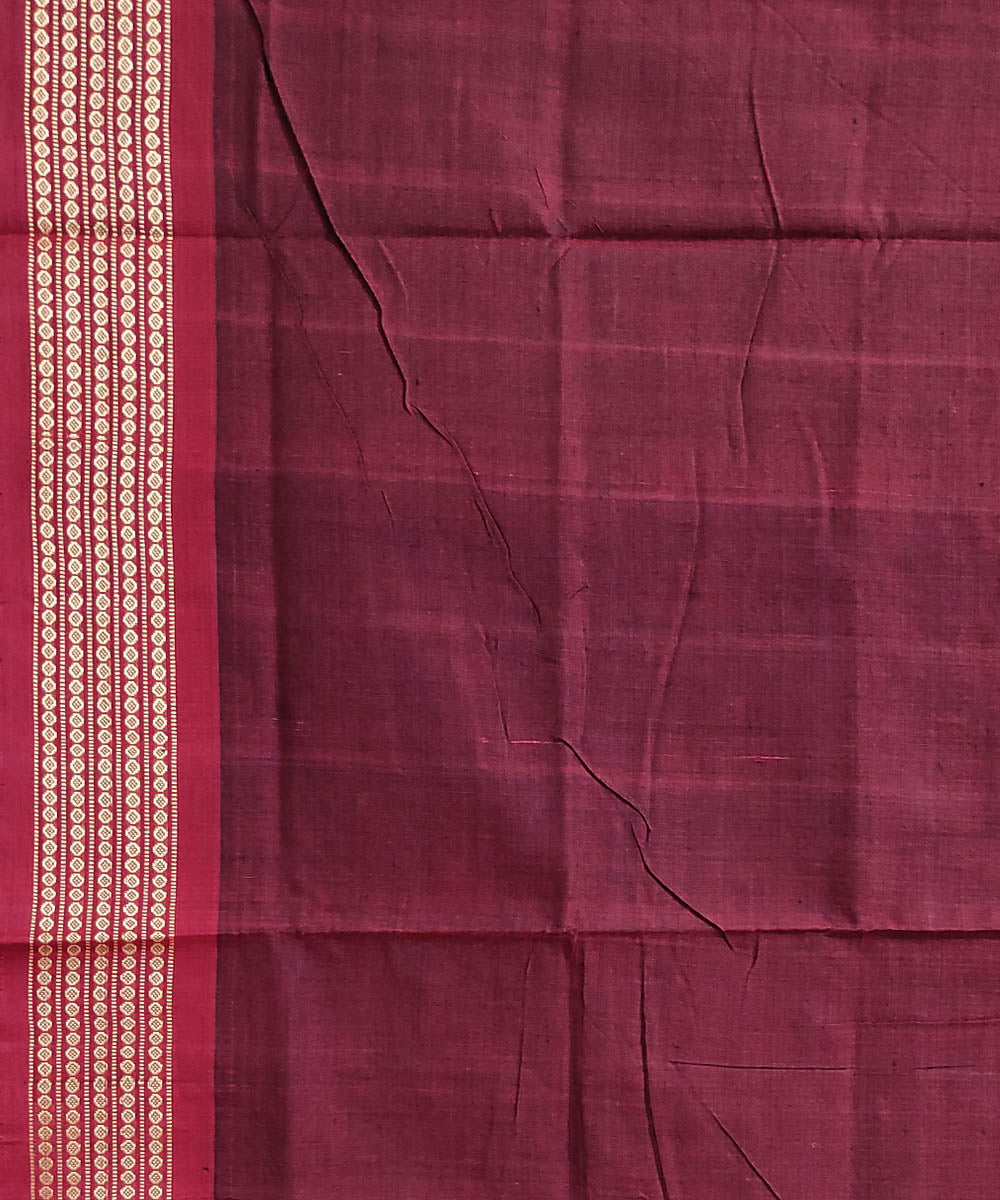 Green and coffee brown handwoven cotton sambalpuri saree