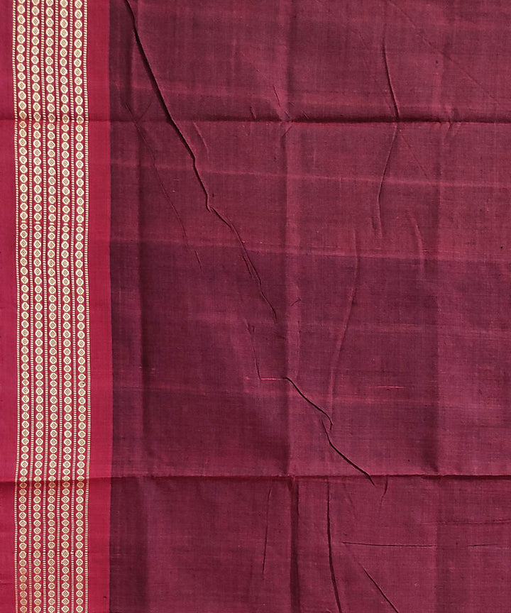 Green and coffee brown handwoven cotton sambalpuri saree