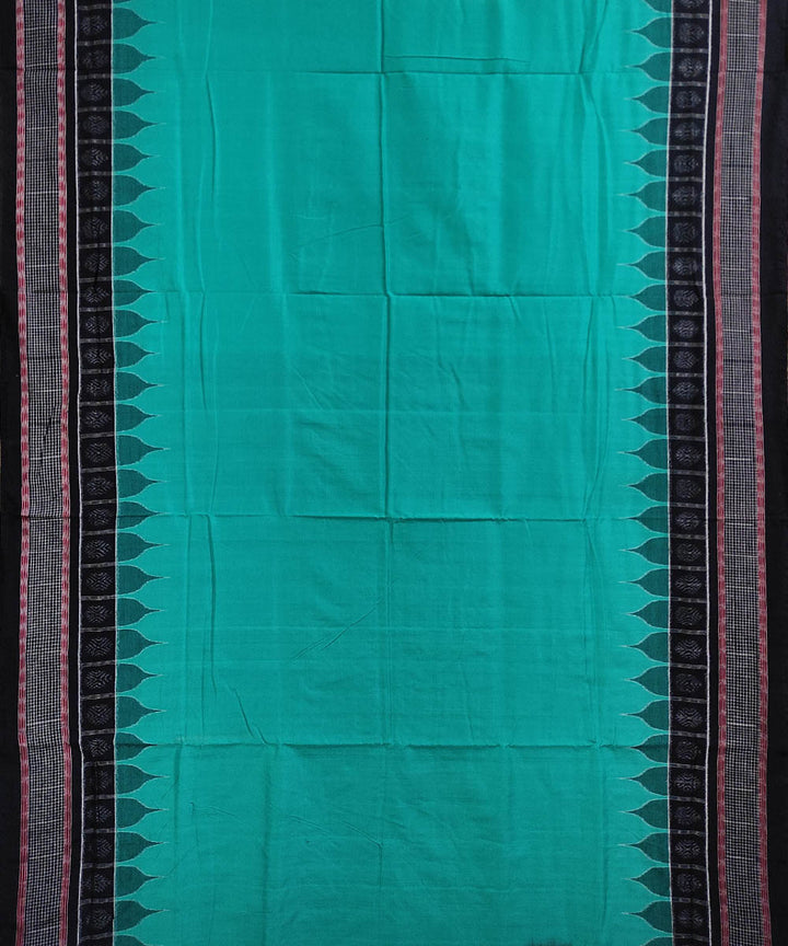 Cyan green black handwoven cotton sambalpuri saree