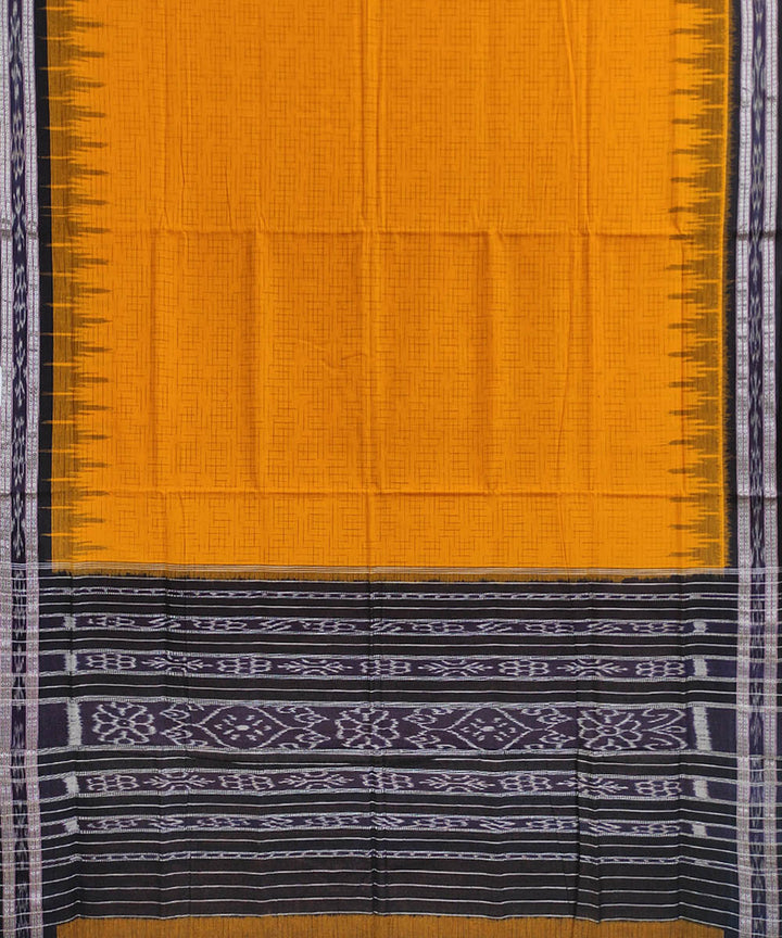 Yellow black handwoven cotton odisha ikat saree