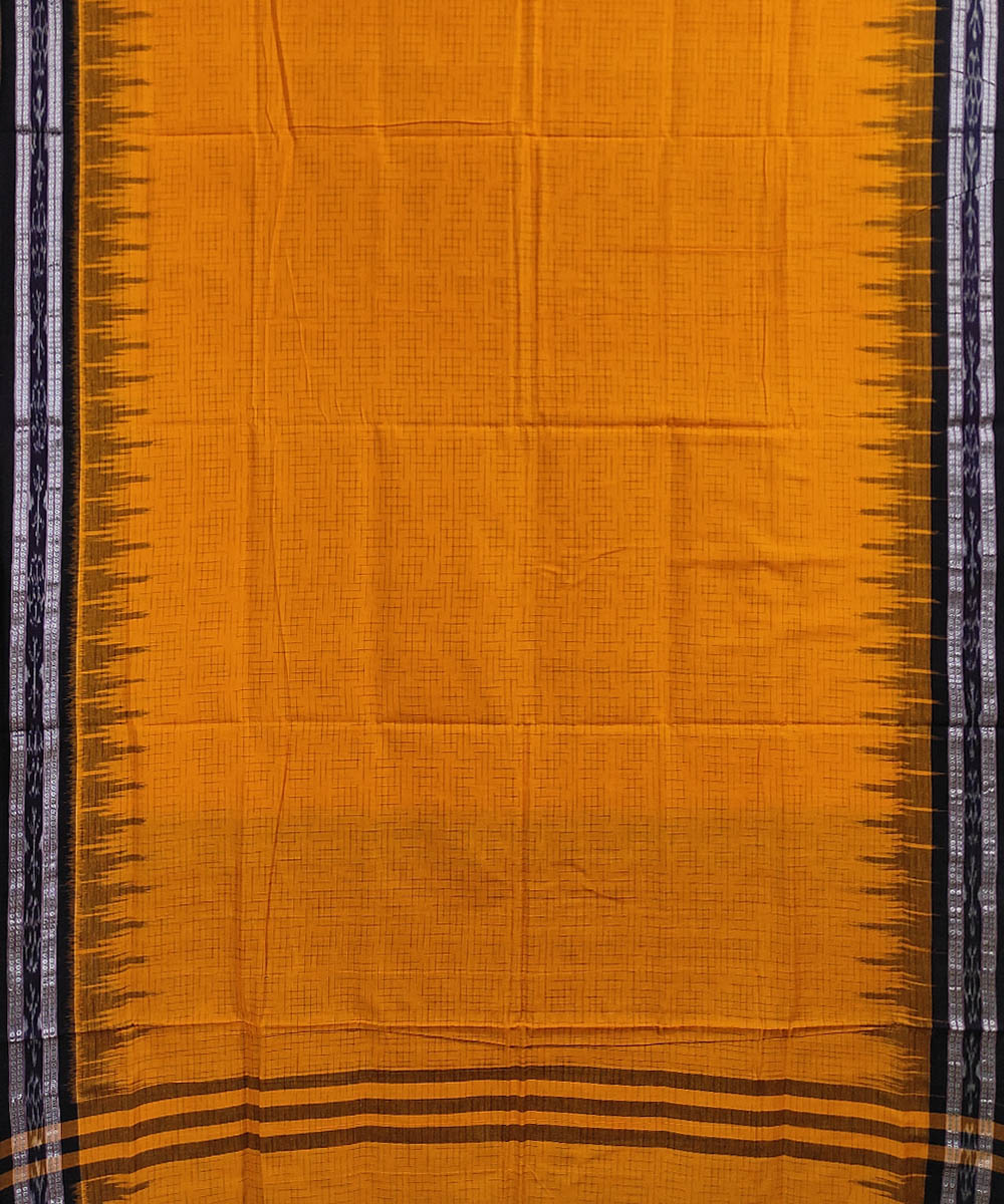 Yellow black handwoven cotton odisha ikat saree
