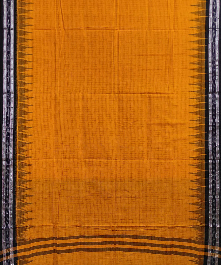 Yellow black handwoven cotton odisha ikat saree