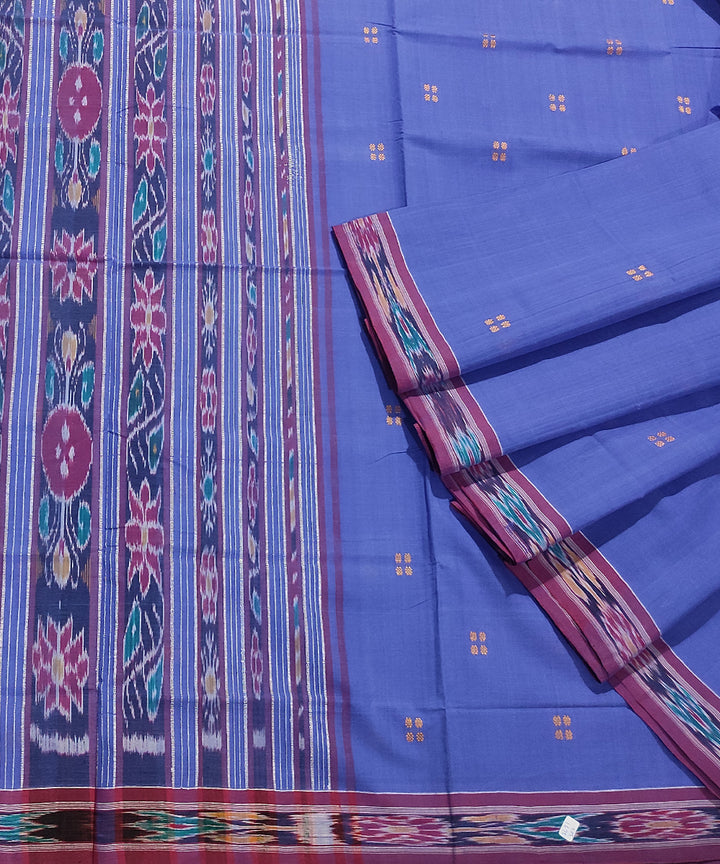 Lavender blue handwoven cotton odisha ikat saree