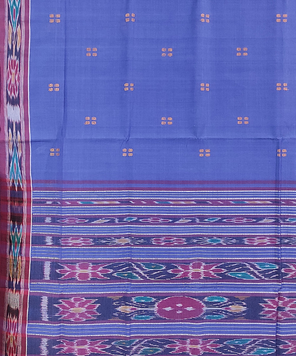 Lavender blue handwoven cotton odisha ikat saree