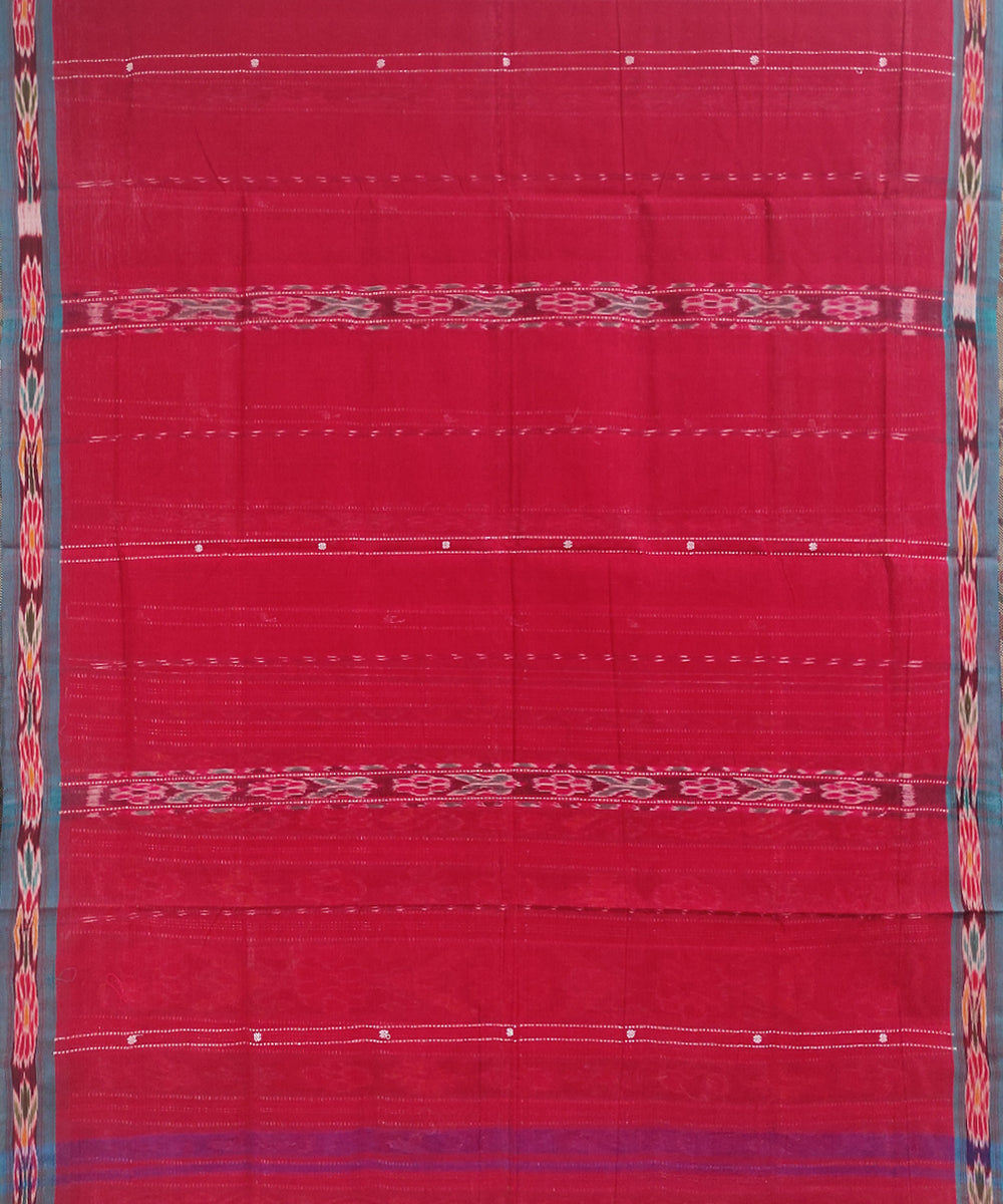 Red blue handwoven cotton odisha ikat saree