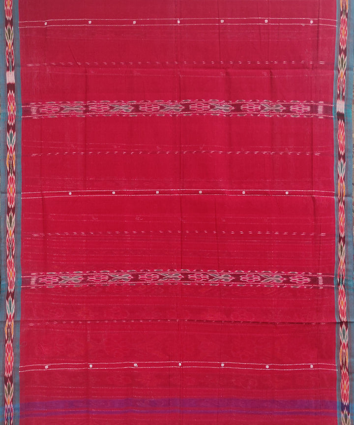 Red blue handwoven cotton odisha ikat saree