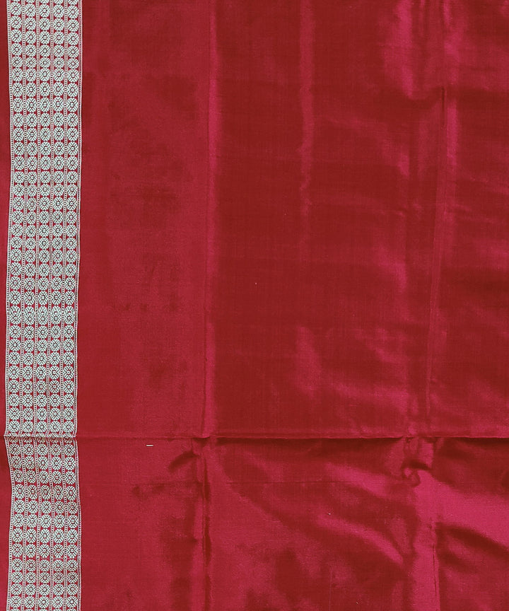 Blue red handwoven silk bomkai saree