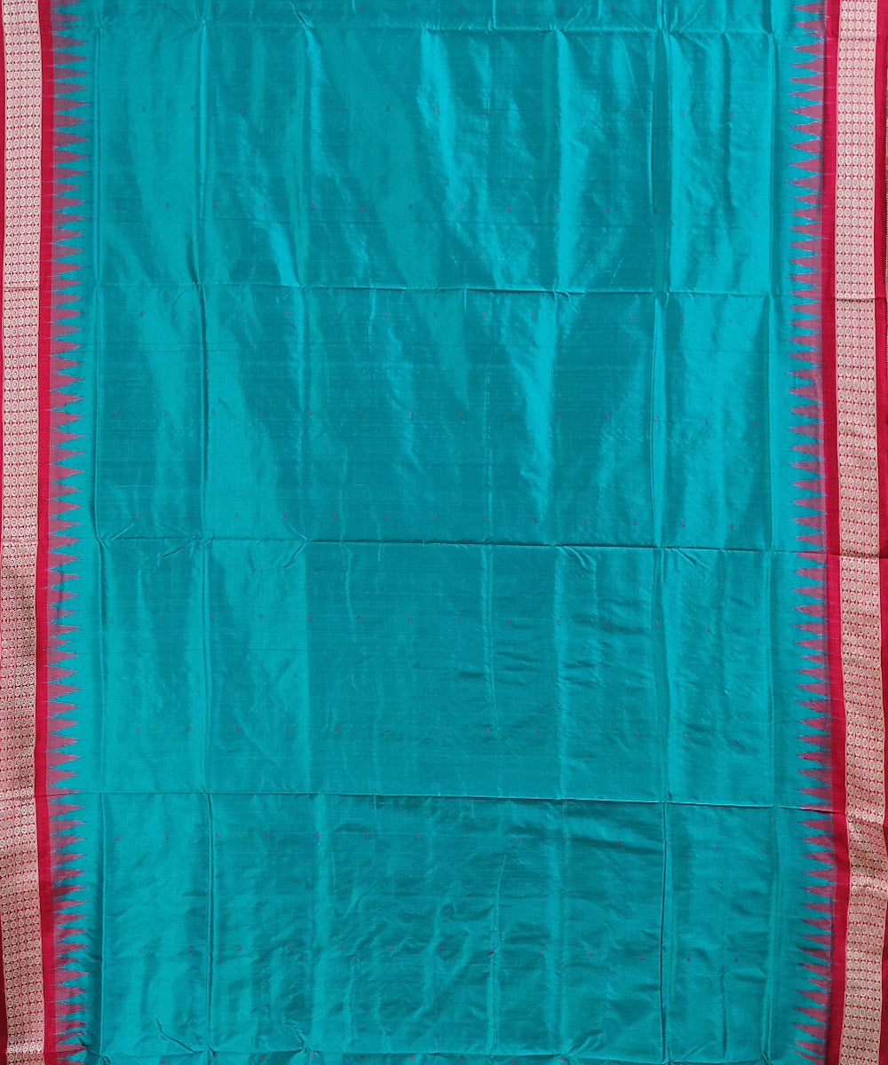 Blue red handwoven silk bomkai saree