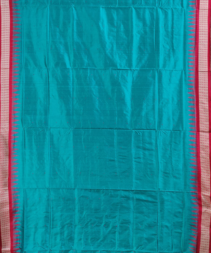 Blue red handwoven silk bomkai saree