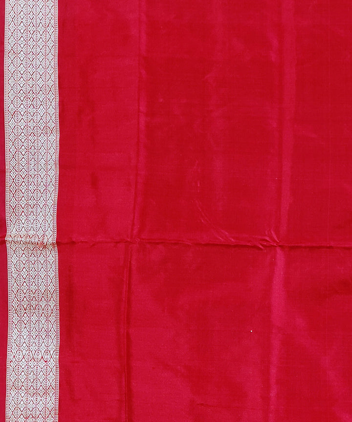 Grey red handwoven silk bomkai saree