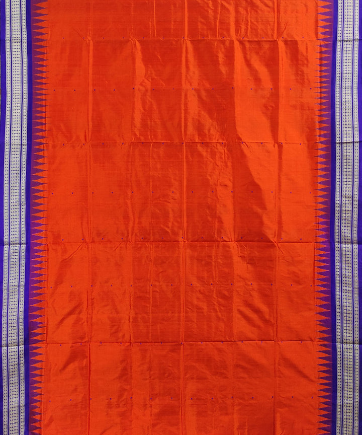 Orange blue handwoven silk bomkai saree