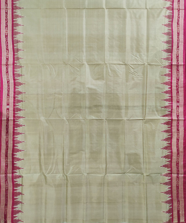 Sage green red handwoven silk khandua saree