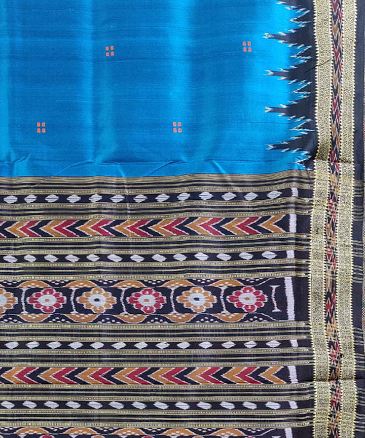 Blue black handwoven silk khandua saree