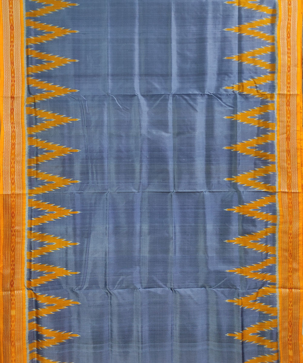 Grey mustard handwoven silk khandua saree