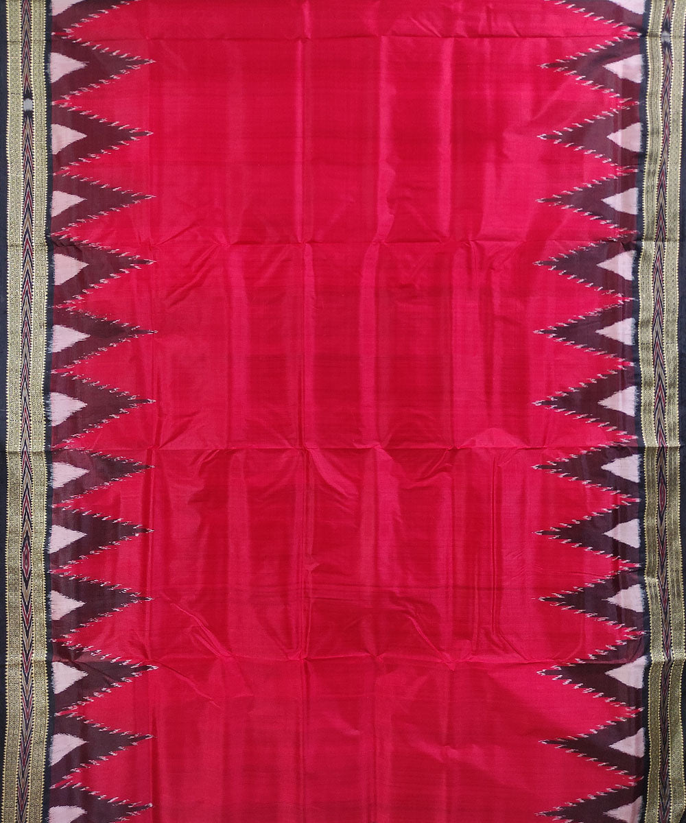 Red black handwoven silk khandua saree