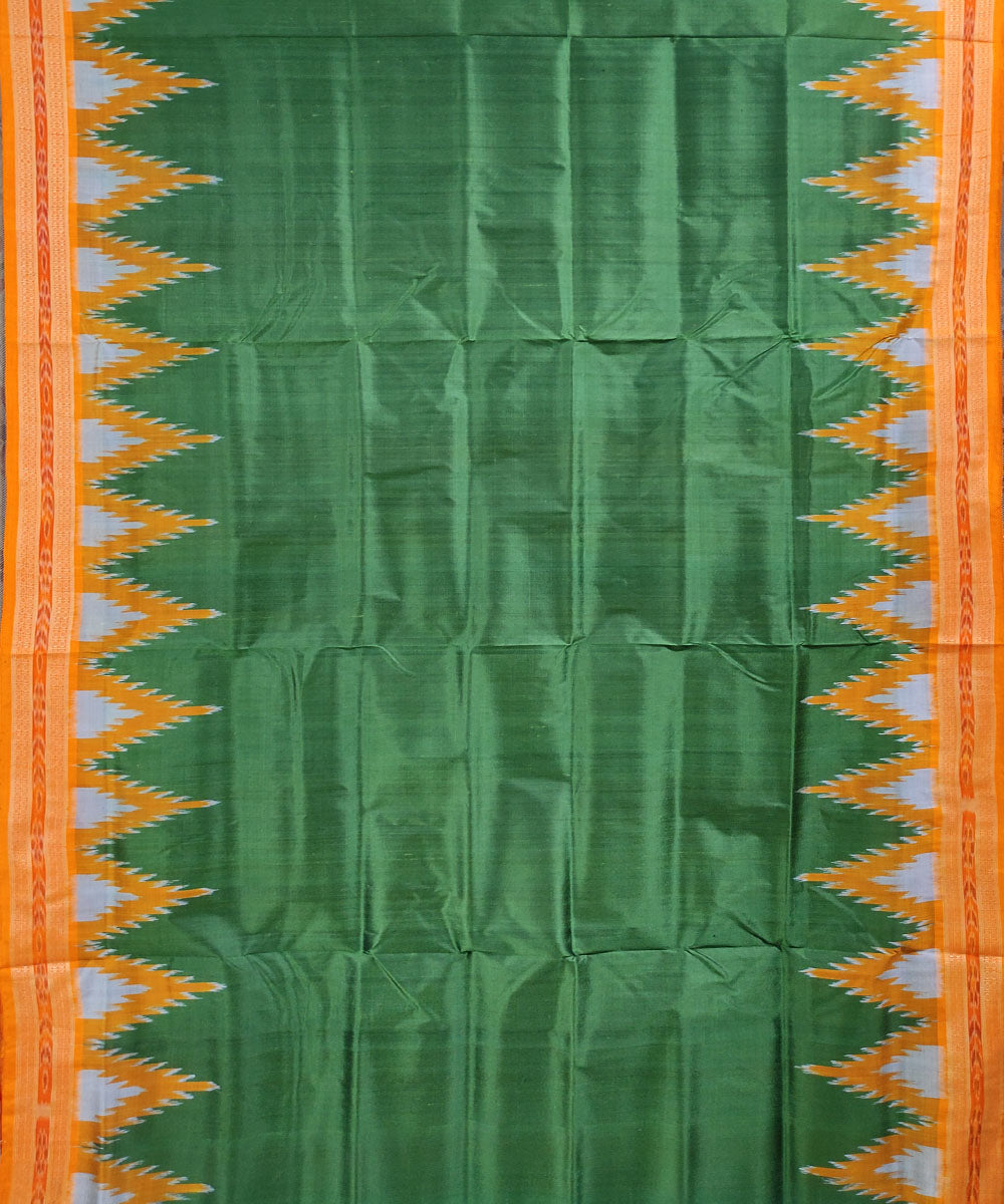 Green mustard handwoven silk khandua saree
