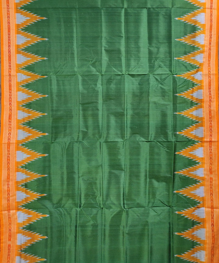 Green mustard handwoven silk khandua saree