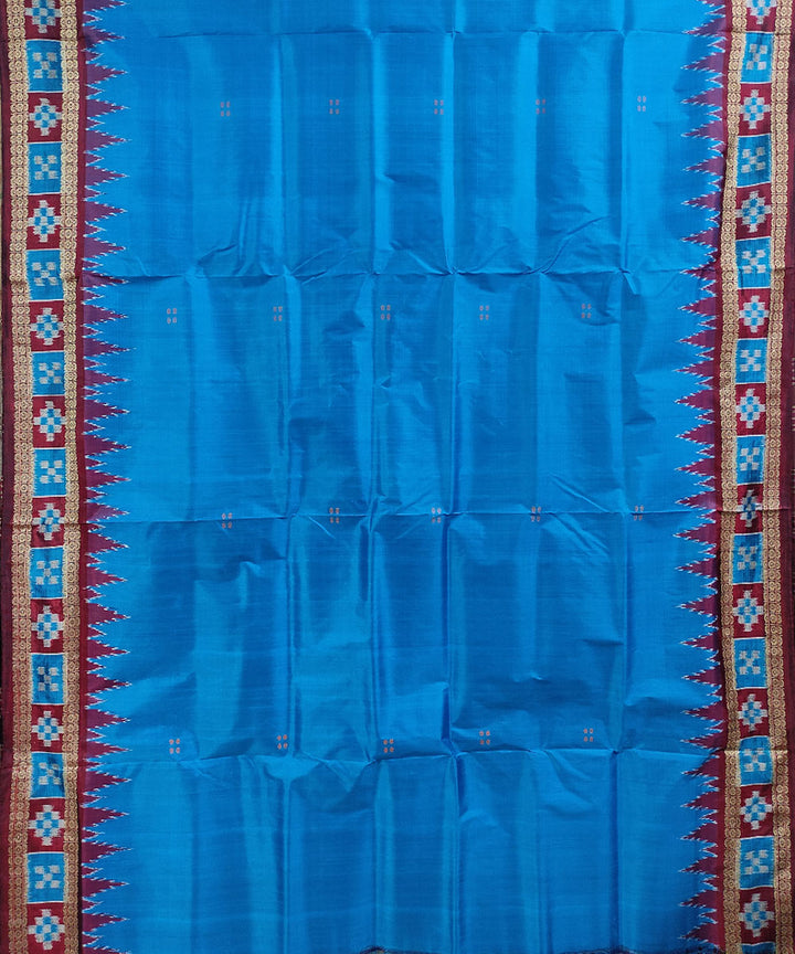 Blue maroon handwoven silk khandua saree