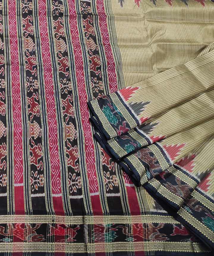 Grey black handwoven silk khandua saree