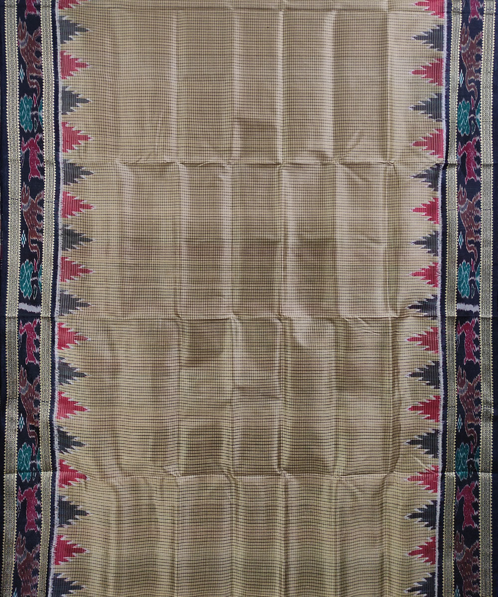 Grey black handwoven silk khandua saree