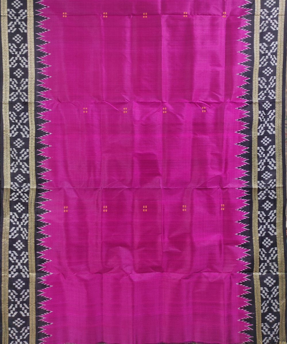 Magenta black handwoven silk khandua saree