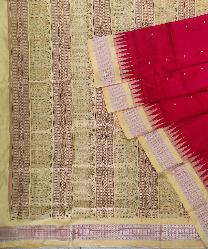 Maroon beige silk handloom bomkai saree