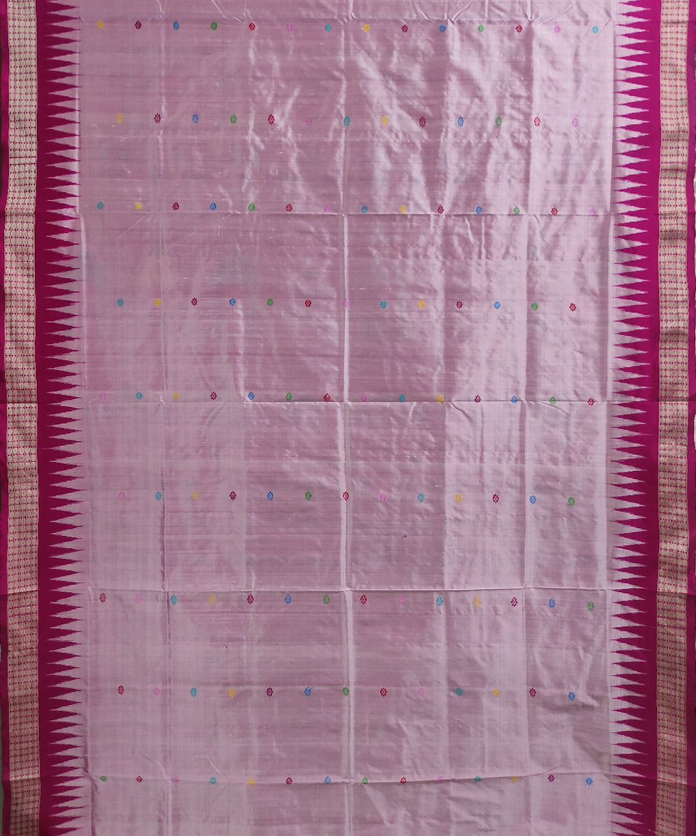 Grey pink silk handloom bomkai saree