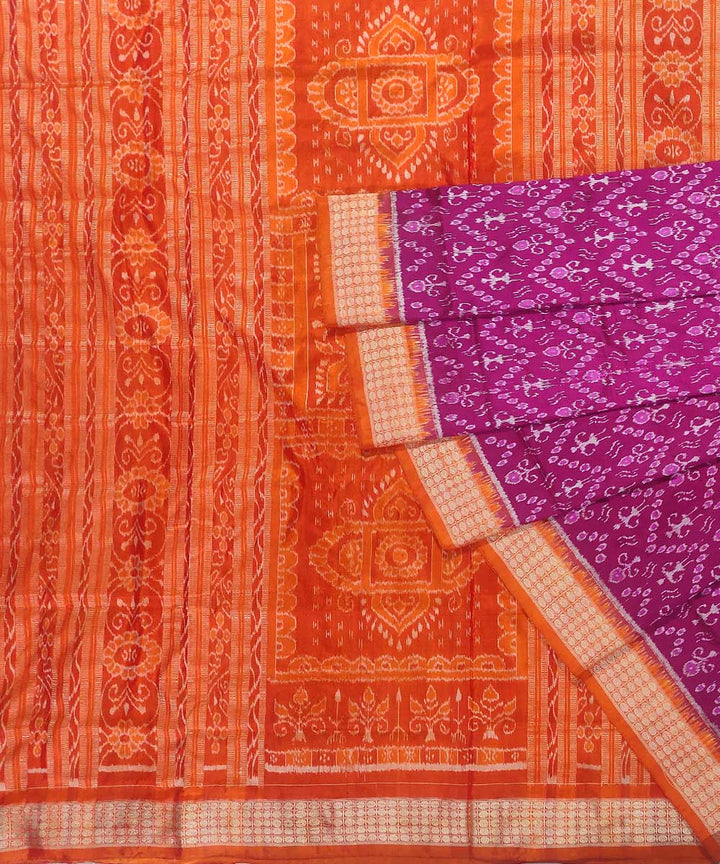 Purple orange silk handloom sambalpuri saree