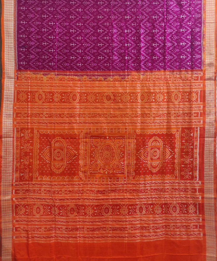 Purple orange silk handloom sambalpuri saree