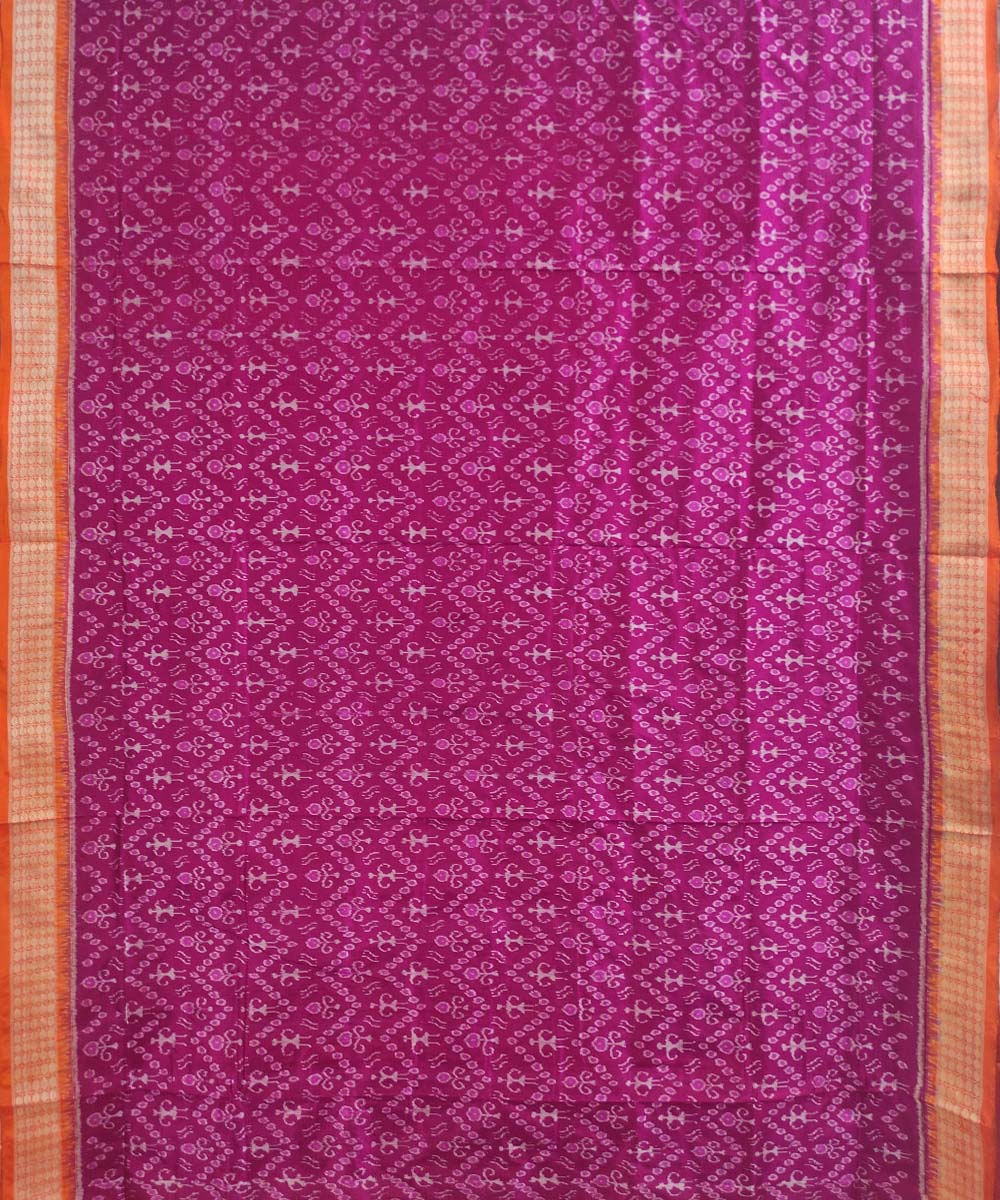 Purple orange silk handloom sambalpuri saree